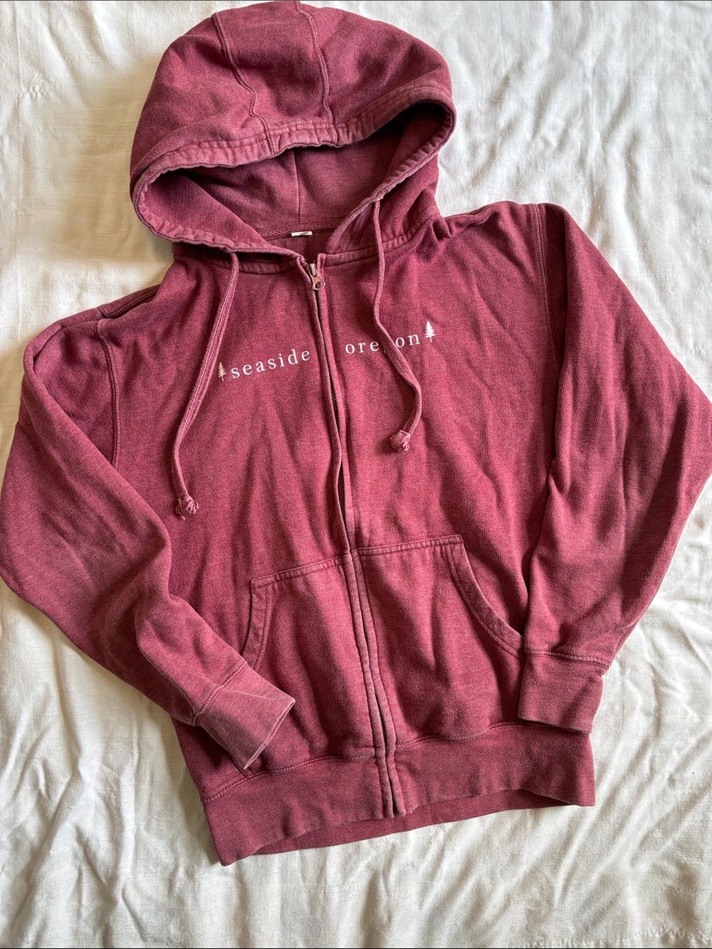 Seaside Oregon Zip-Up Hoodie in Dusty Rose